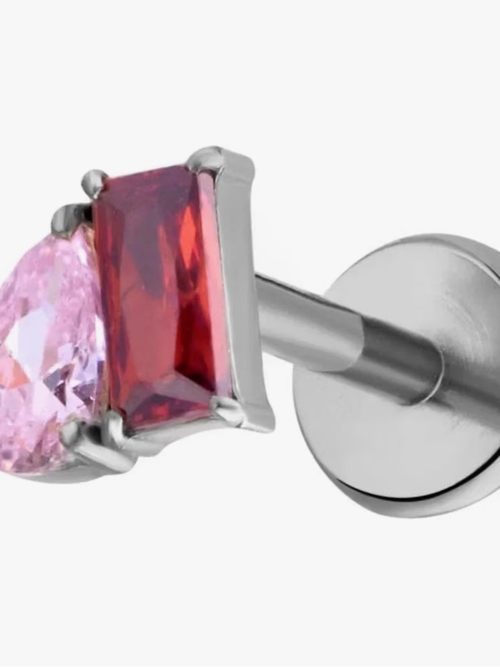 Cords Club Toi et moi flat back stud titanium sensitive tarnish-free pink